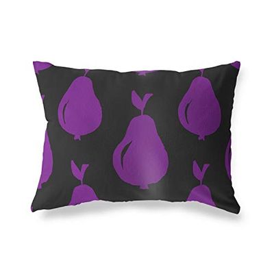 BonaMaison Violet-Noir Housse de Coussin Motif, Taie d'oreiller pour Lit Voiture Canapé Maison Salon Chambre, Décoration D'intérieur, 45x60 Cm - Conçu et Fabriqué en Turquie