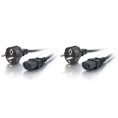 C2G Câble d'alimentation de 2M (IEC320C13 à CEE 7/7 Schuko) 6 pi Convient pour PC, Moniteurs, Appareils électroménagers. Cordon d'alimentation, Noir (Lot de 2)