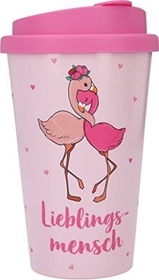 Depesche 2180-049 - To Go Mok van kunststof met spreuk, 350 ml, herbruikbaar, favoriete persoon met flamingo motief