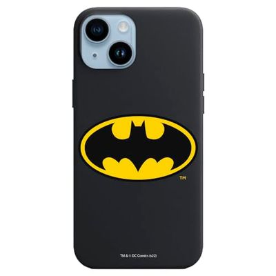 Personalaizer Coque Souple de Couleur Noire Compatible avec iPhone 15 Plus avec Le Logo Batman