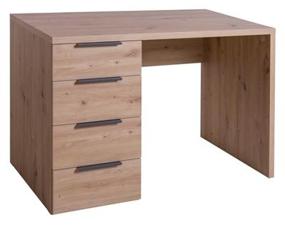 Composad | Bureau de la Ligne Espresso avec 4 tiroirs, Bureau élégant et Moderne, pour PC, (LxHxP) 110 x 75,4 x 59,6 cm, Couleur chêne chêne mielato, fabriqué en Italie