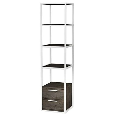 WELL HOME MOBILIARIO & DECORACIÓN Boekenkast, 100% melamine gecoate spaanplaat, donkerwit, grijs