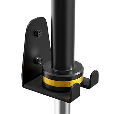 JNIHEEP Soporte de pared para barra olímpica, estante de pared para barra de gimnasio o garaje, estante vertical para barra con recubrimiento en polvo negro, accesorio de gimnasio comercial o en casa,
