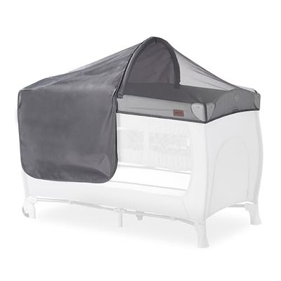Hauck Solskydd och myggnät för resesängar Travel Bed Canopy med UV-skydd 50+, ventilerande nättyg, lätt att fästa mti elastiskt band och kardborreband, vikbar (grå)