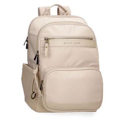 Pepe Jeans Morgan Joumma Bags Laptoprugzak, 39,6 cm, beige, 29 x 41 x 14 cm, polyester en PU, 12,76 liter, Beige, Eén maat, laptoprugzak