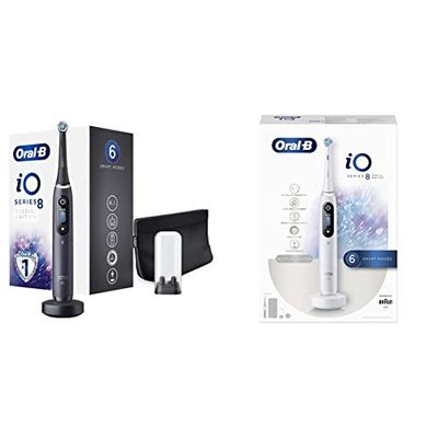 Oral-B iO Series 8s Brosse à Dents Électrique Rechargeable avec 1 Manche Intelligence Artificielle, Noir & iO Series 8 Brosse à Dents Électrique Rechargeable avec 1 Manche Intelligence Artificielle