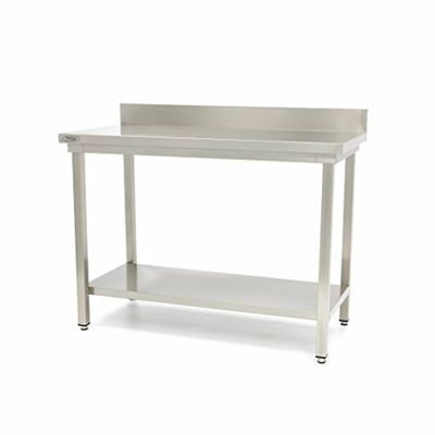 Maxima Werktafel rvs - 80 x 60 cm - Verstelbare Hoogte - met Spatrand en Onderschap
