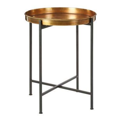 Premier Housewares Small Metal Side Table Rich Brass Tones Side Tables Living Room Small Black Table Metal Table Metal Legs W47 x D47 x H55cm