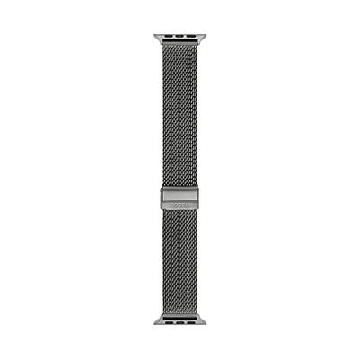 Fossil Cinturino da uomo in pelle o acciaio inossidabile, compatibile con Apple Watch da 42 mm/44 mm/45 mm/46 mm/49 mm, Acciaio fumé