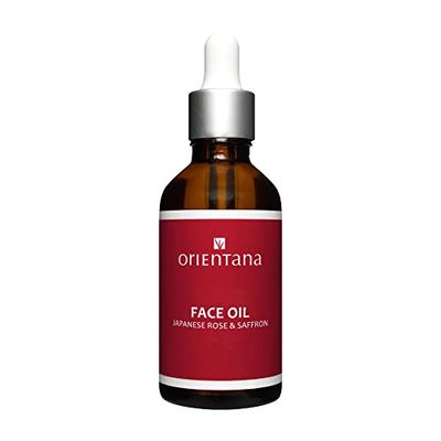 Orientana - Natural Face Oil Japanese Rose & Saffron | Vitamin A C & E | 100% Natural Vegan Anti Ageing Moisturiser | Hydrating Rejuvenating Brightening | Dry Mature & Acne Prone Skin - 50ml
