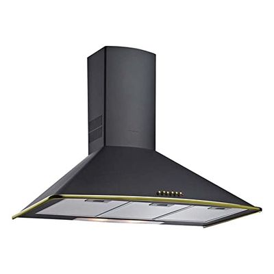 Teka DMR 975 - Sino decorativo em pirâmidal rústico de 90 cm, motor de dupla urbina EcoPower, comandos pulsantes, 4 velocidades, 2 lâmpadas LED, cor antracite Brass