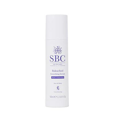 SBC Skincare Bakuchiol Smoothing Serum 100ml, Anti-Ageing Face and Body Serum with Hyaluronic Acid and Rosehip Oil, Gentle, Vegan Friendly, Retinol Alternative