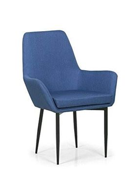 Menzzo Fauteuil Ernest Tissu Bleu foncé