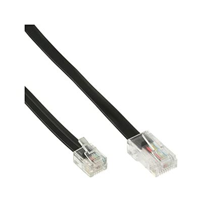 InLine 18863 Cabo telefónico 3 m preto - Cabo para telefones fixos (3 m, RJ45, RJ11, preto, macho / homem connector)