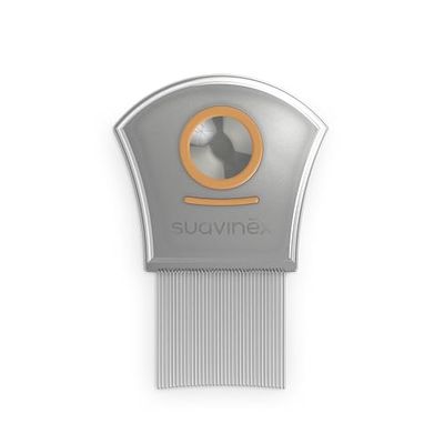 Suavinex, Lice and Nits Lice Lice Lice and Nits with Magnifier, Stainless Steel, Double Microchanneled Tines for Better Drag, Long and Fine, Rounded Tips, Does Not Break Hair, +0 Months