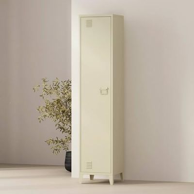 Dmora - Mobile colonna Mirtillo, Pensile bagno o cucina, Armadio alto multifunzione, Mobiletto multiuso, 38x38 h180 cm, Panna
