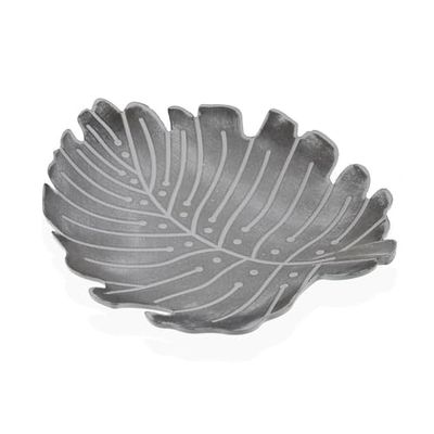 Versa Centre de Table Feuille Grise 28 x 3,5 x 33 cm