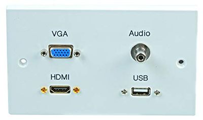 PRO SIGNAL PELR0112 2-Gang Multimedia Wallplate with 1x HDMI, VGA, 3.5mm Stereo Jack & USB-A Female Connectors