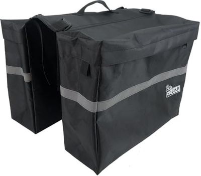 ON BIKE Borsa Doppia Posteriore per Portapacchi Bici 23 Litri – Impermeabile, Antistrappo, con Cinghie di Fissaggio, Ideale per Viaggi, Spesa e Uso Quotidiano