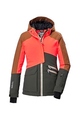 killtec Bambine e ragazze Giacca da sci/giacca funzionale con cappuccio e paraneve KSW 405 GRLS SKI JCKT, dark moss, 152, 42092-000