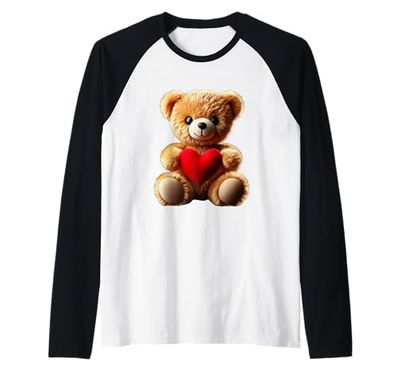 Adorabile orsacchiotto di peluche a forma di cuore rosso Mania Maglia con Maniche Raglan