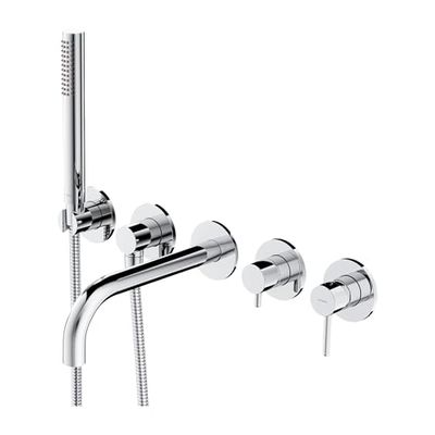 Omnires Y1237/1CR, Rubinetto vasca 5 fori sottopiano con bocca lunga Y, Chrome