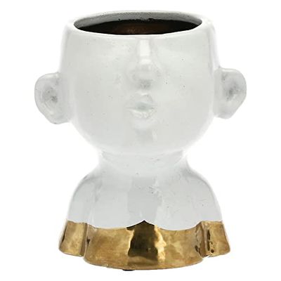 rituali domestici - Cachepot de Color Dorado en Formato M - Decoración para el hogar, Cachepot - Línea Eiofischio - Idea de Regalo - Stoneware - 15,5 x 15 x 17 cm