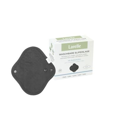 Larelle Washable Organic Cotton Panty Liner, Cloth Pad with Wings, Black, Reusable, Sustainable, Eco-Friendly, Soft, Adjustable, Breathable, Comfortable