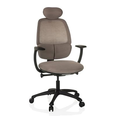 hjh OFFICE Silla de Oficina ergonómica RI-Cover Silla giratoria con Apoyo Lumbar Regulable, Respaldo Transpirable, Gris