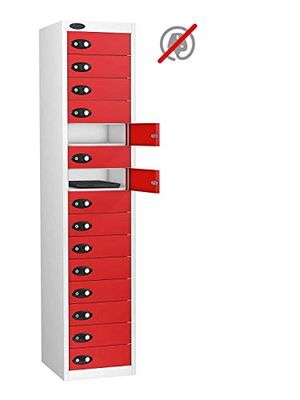 15 Door MEDIA Storage Locker, Red, Keypad Lock