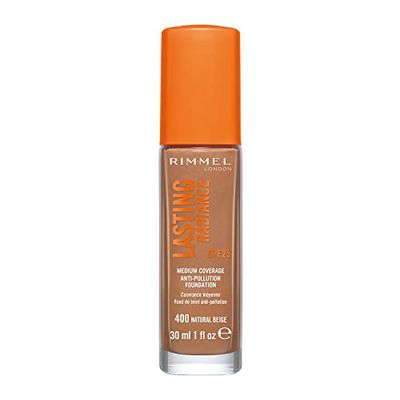 Rimmel London Lasting Radiance Anti Pollution Foundation, 400 Natural Beige, 30ml