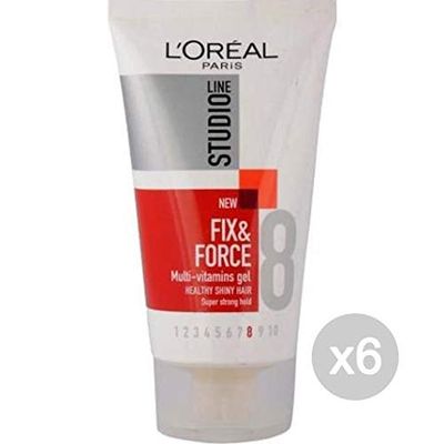 Estudio Juego de 6 Gel Tubo híper/Rojo 150 Puesta en pliega y Peinado Cabello, Multicolor, única