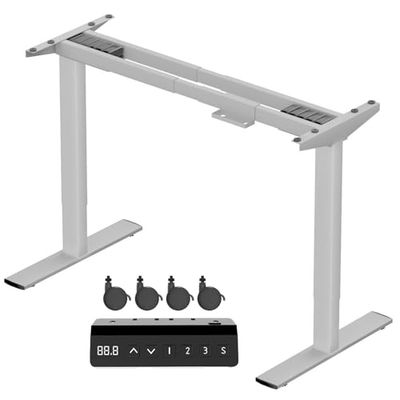 JUMMICO Support de Bureau réglable en Hauteur avec 2 Moteurs puissants (Gris)