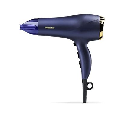 BaByliss Secador de pelo Midnight Luxe 2300W, control iónico antiencrespamiento, secado rápido, profesional y ligero, 3 ajustes de calor y 2 velocidades