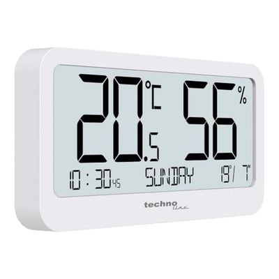 Technoline WS9455 Petit thermomètre de Bureau, thermomètre, hygromètre, Surveillance de la température et de l'humidité sur Le Lieu de Travail, Affichage de l'heure