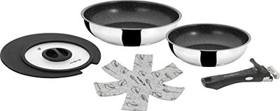 Brunner 0804036N Set Padelle in Acciaio Inossidabile, Academy Double Pan 22/20, Adatte per Gas