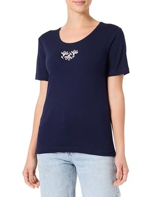 Armor Lux Lätt bomull kortärmad rund hals blommig T-shirt dam, Seriens tätning. lergods, L