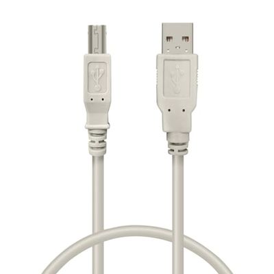Waytex 11218 USB 2.0 Cable A Macho/B Macho 1,80 m, apantallado, Color Beige