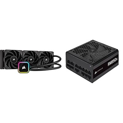 Corsair iCUE H150i RGB ELITE Refroidisseur Liquide pour Processeur Noir & RM850x 80 PLUS Gold 850 Watts Bloc d’alimentation ATX Entièrement Modulaire EU - Noir