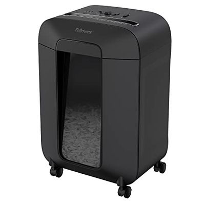 Fellowes distruggi documenti a frammento LX85, 12 fogli, per casa e piccolo ufficio, uso personale, cestino da 19 litri, distruggidocumenti con tecnologia Safesense, nero