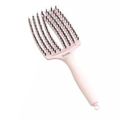 Olivia Garden Fingerbrush Care Iconic - Large - Pastel Pink - Detangling Hairbrush with Boar & Nylon Bristles for Ultimate Shine & Smooth Styling