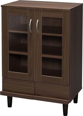 Iris Ohyama, Meuble de rangement, Buffet, Vaisselier, Armoire 3 portes, 3 Étagères réglables, Contemporain, Design, Solide, Cusine, Salle à Manger, Salon - Cabinet - KBN-9390 - Marron