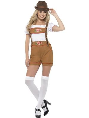 Smiffys Costume bavarois sexy femme, Marron, Avec haut et Lederhosen