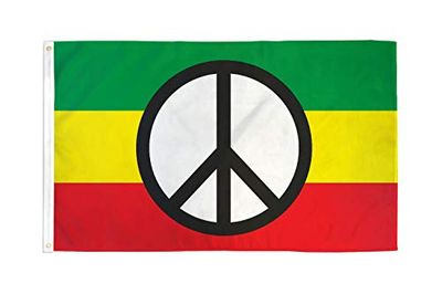 AZ FLAG - Bandera Paz Rasta - 150x90 cm - Bandera Bob Marley Rasta 100% Poliéster con Ojales de Metal Integrados - 110g - Colores Vivos Y Resistente A La Decoloración