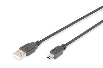 DIGITUS Cable de conexión USB 2.0 - 1,8 m - USB A (m) a USB Mini B (5 Pin) (m) - 480 Mbit/s - cable de conexión - Negro