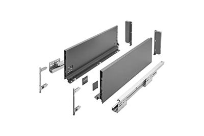 GTV - Système de Tiroirs Axis Pro, Ensemble de Tiroirs, Extraction Totale, Amortissement Intégré, Charge 40 kg, Tiroir Coulissant avec Fermeture Douce - Largeur 350 mm, Hauteur 168 mm, Anthracite
