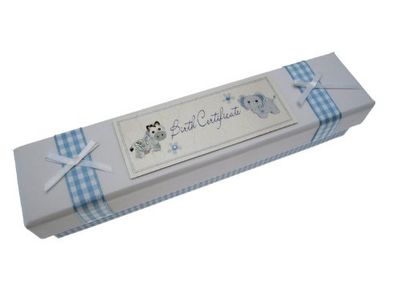 White Cotton Cards certificat de naissance de bébé Support (Bleu)