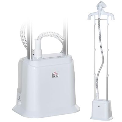 HOMCOM Upright Garment Clothes Steamer with 6 Steam Setting, 45s Fast Heat-up, 1.7L Water Tank and 35g/min steam flow, Wrinkle and Odour Remover Suitable for all Fabrics, 1960W, White
