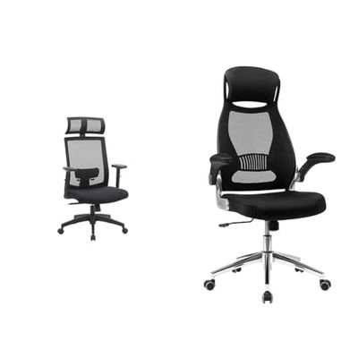 SONGMICS Silla de Oficina de Malla, Silla de Escritorio, Giratorio de 360 & OBN86BK Silla giratoria de Oficina Silla de Escritorio de Malla