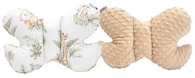 Medi Partner Oreiller pour bébé Papillon 100% coton en peluche Minky pour enfant soutien du cou pour voiture poussette voyage sommeil oreiller cervical rouleau de répétition